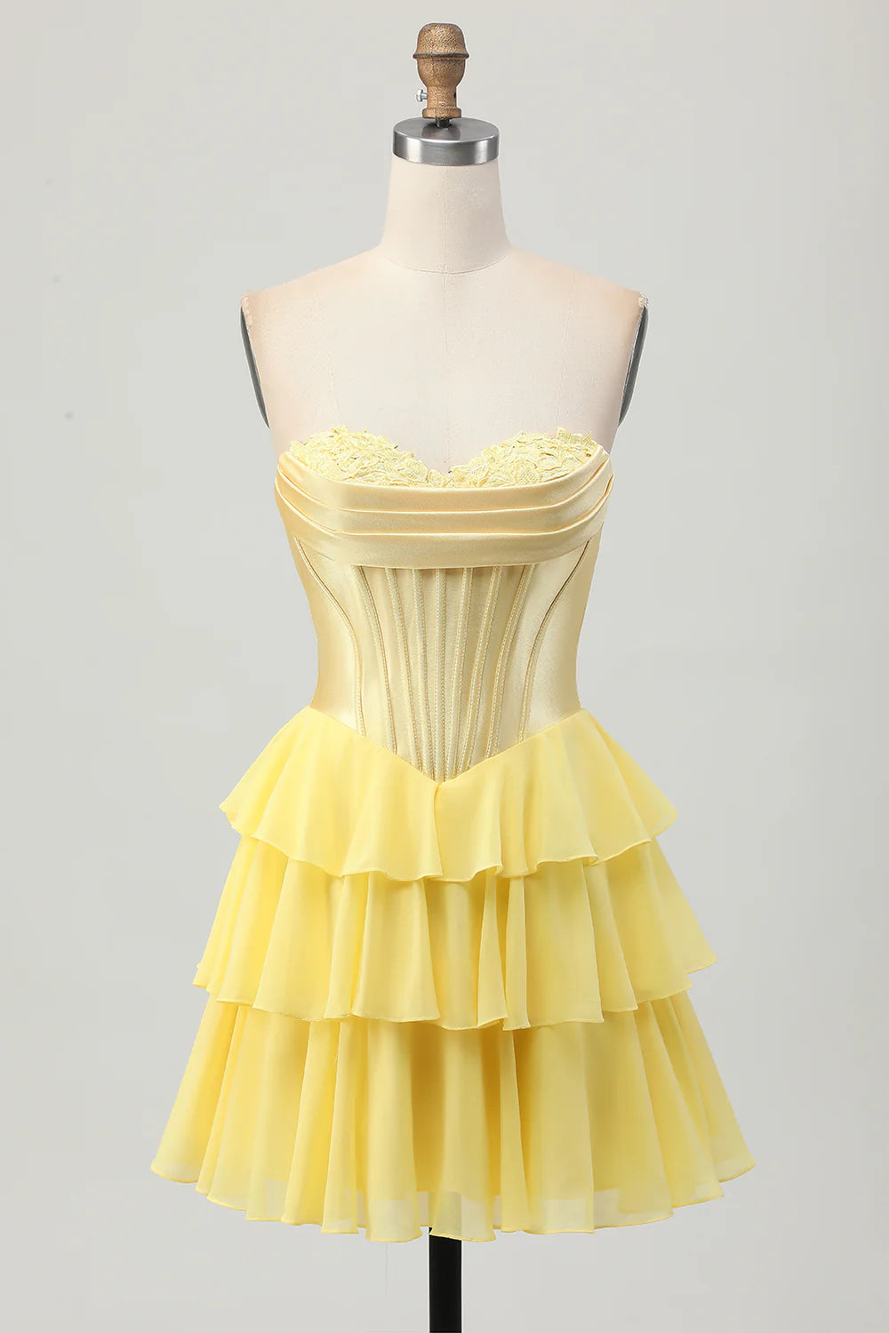A-line layered sweetheart tight corset short back to school dress
