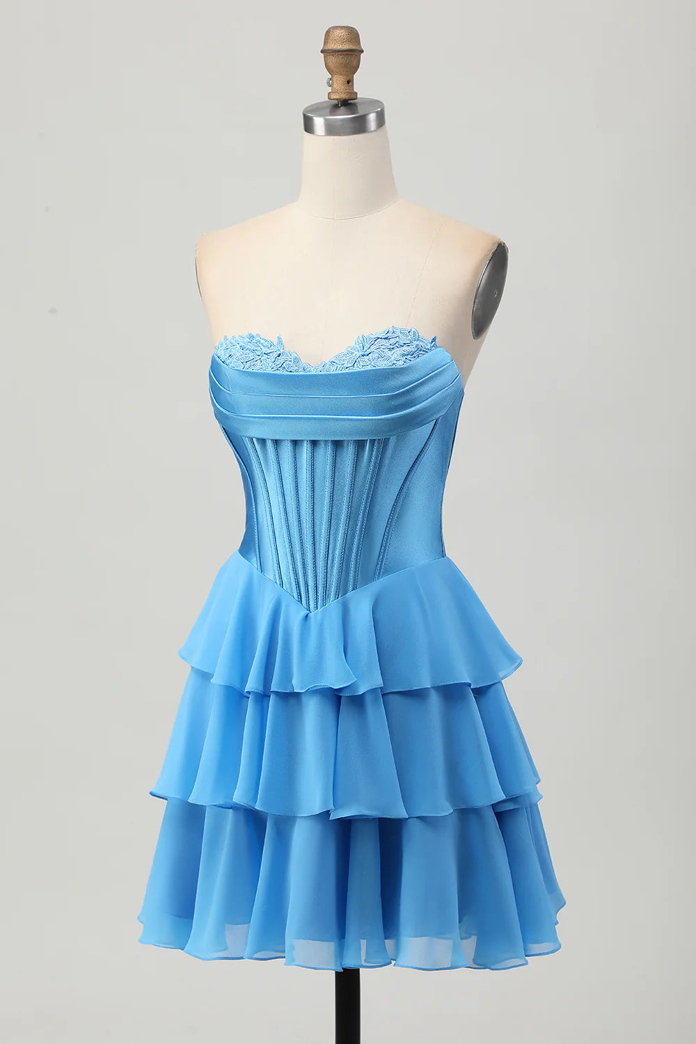 A-line layered sweetheart tight corset short back to school dress