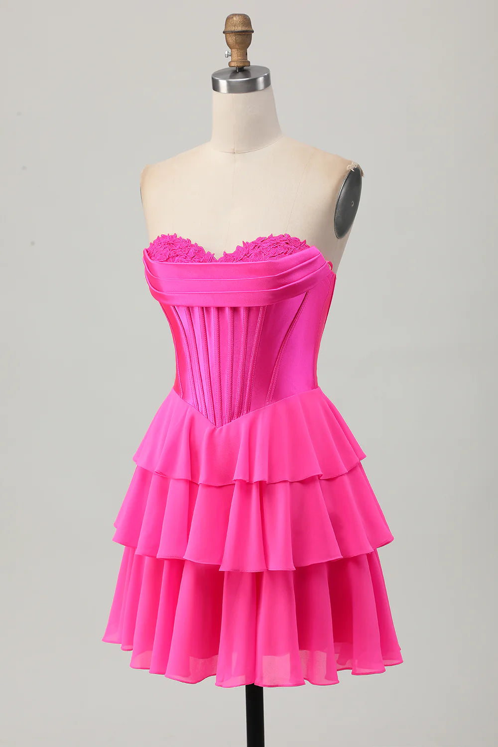 A-line layered sweetheart tight corset short back to school dress