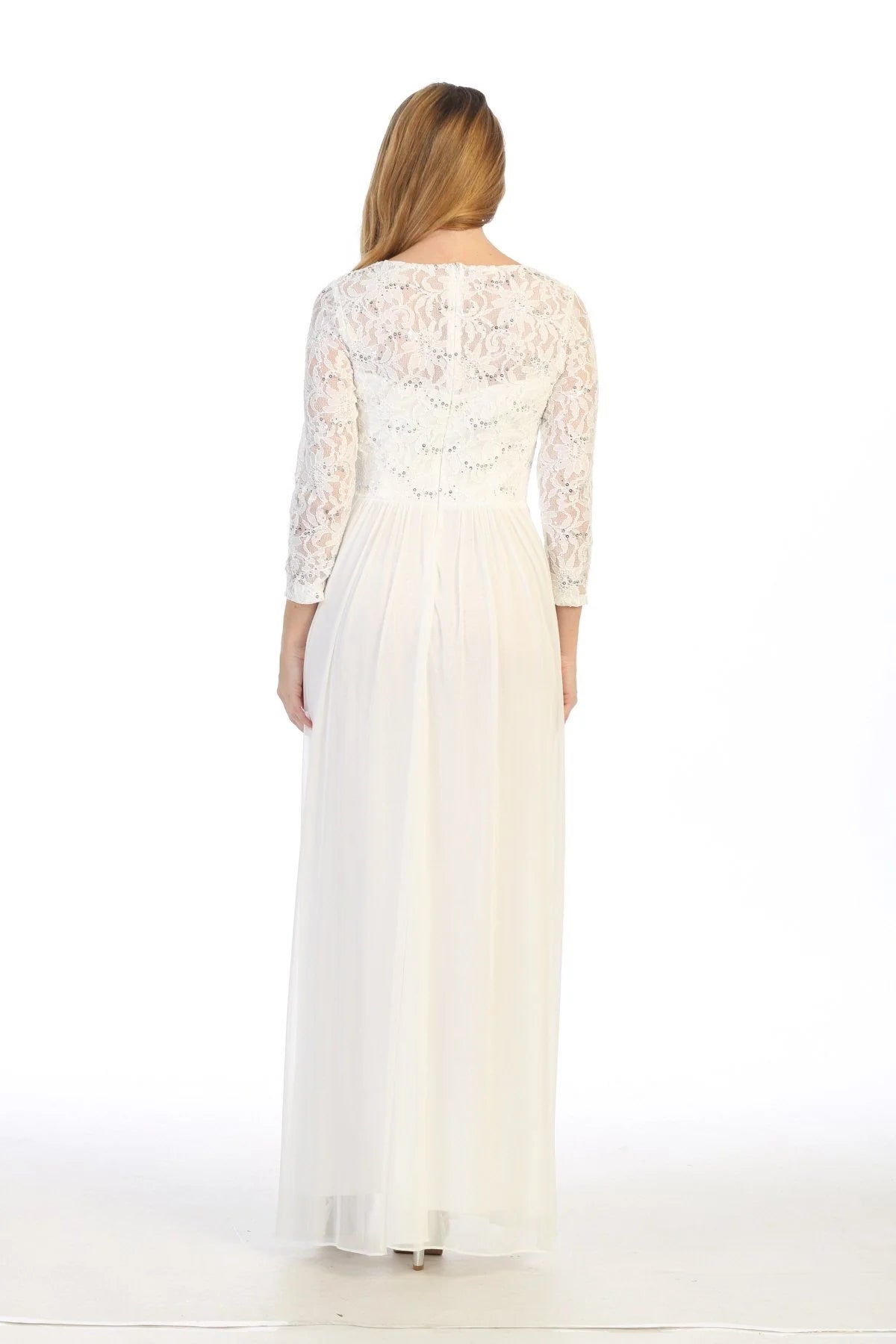 A-line round neck long sleeved lace tight dress