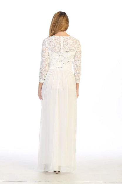 A-line round neck long sleeved lace tight dress