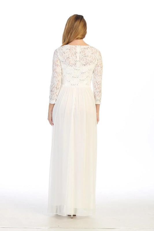 A-line round neck long sleeved lace tight dress
