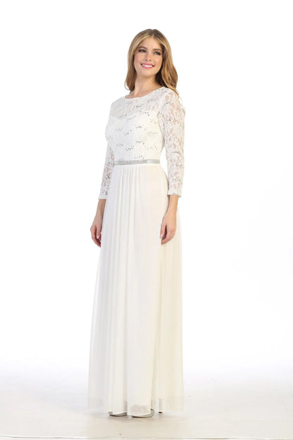 A-line round neck long sleeved lace tight dress