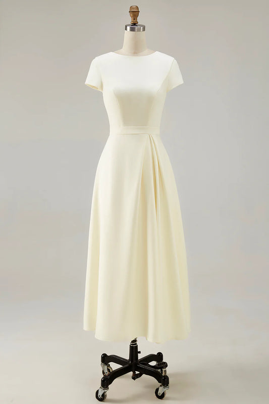 A-line round neck short sleeved dress