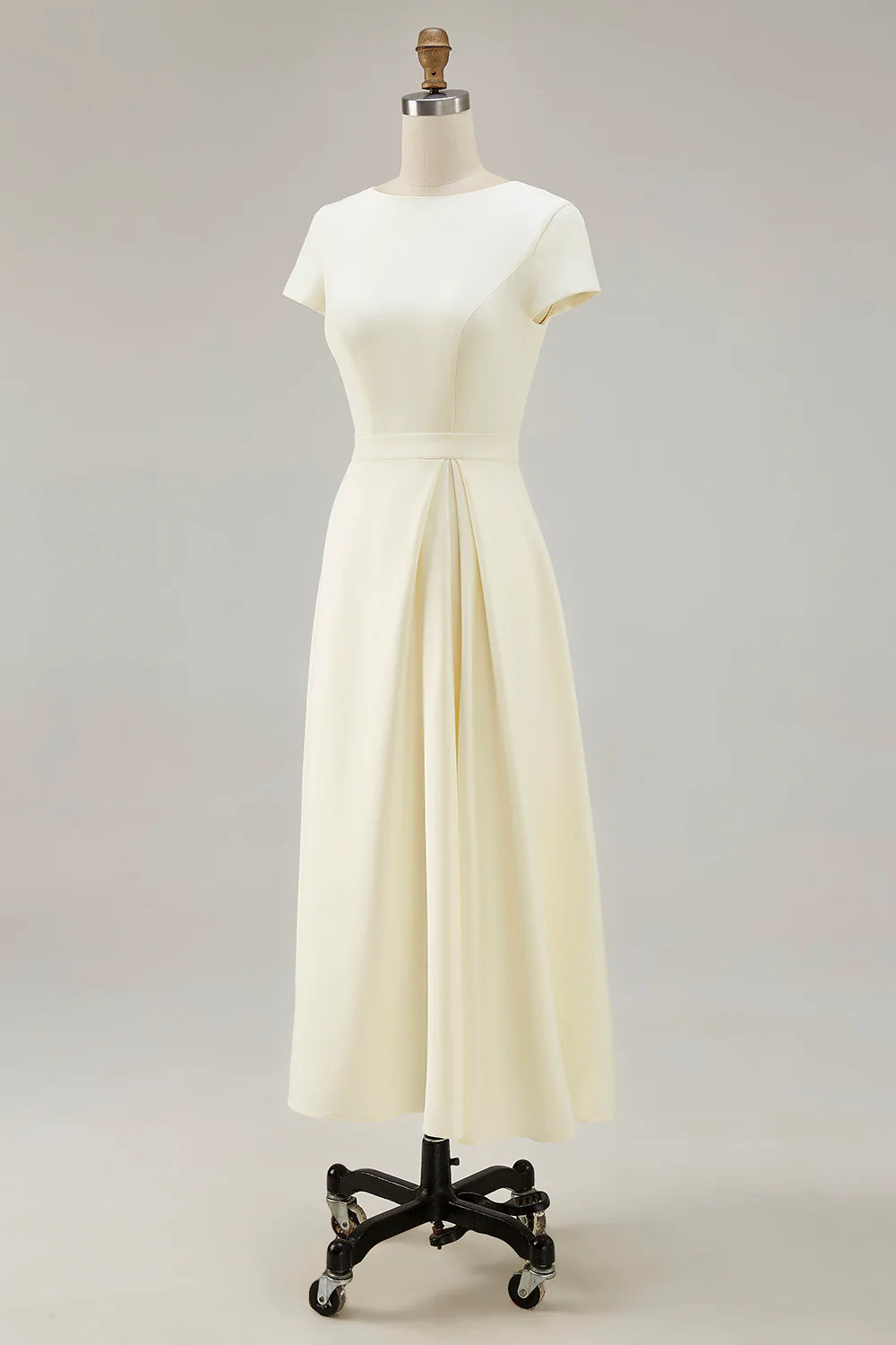 A-line round neck short sleeved dress