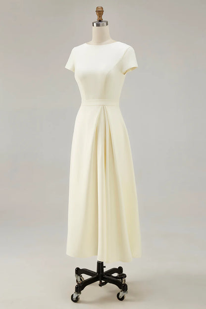 A-line round neck short sleeved dress