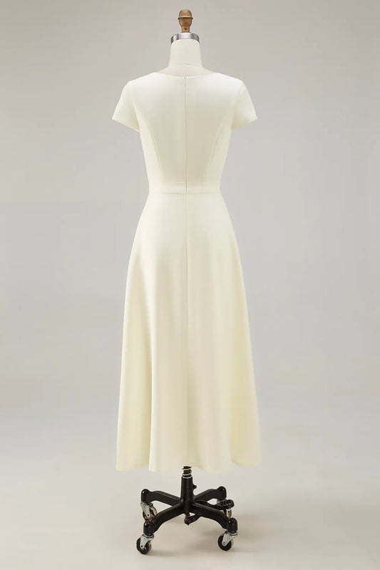 A-line round neck short sleeved dress