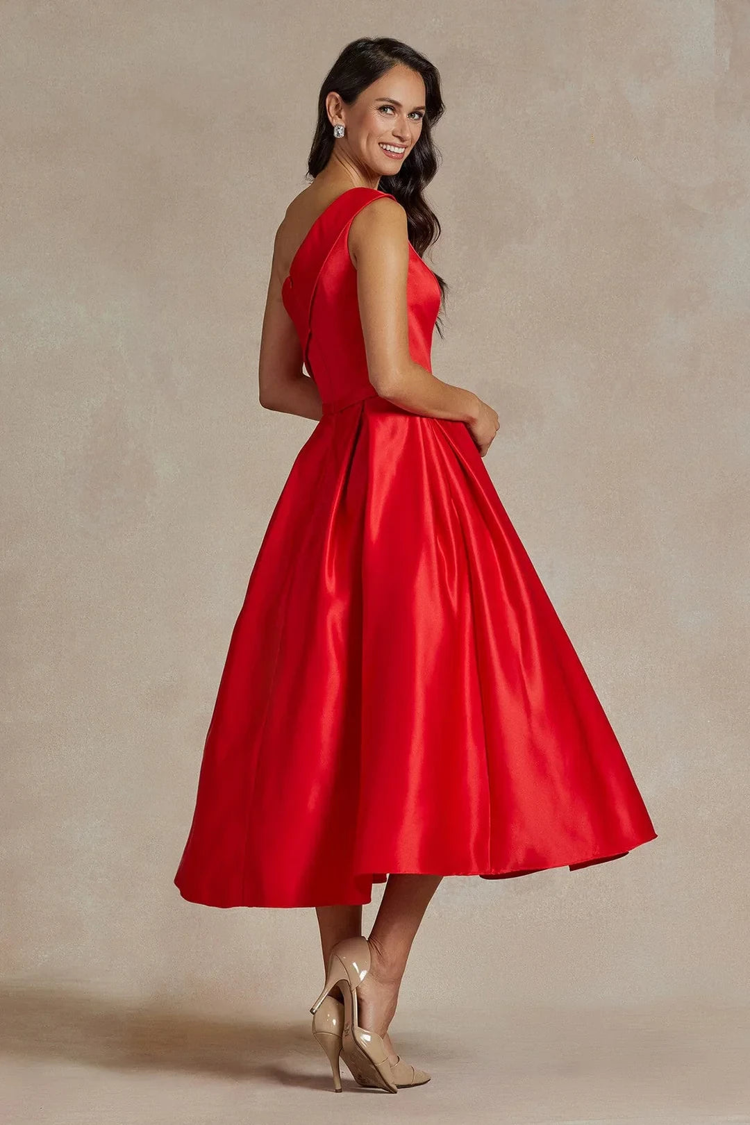 A-line single shoulder asymmetric design dress