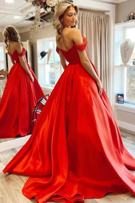 A-line sleeveless off shoulder ball gown