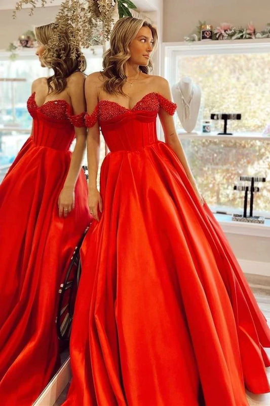 A-line sleeveless off shoulder ball gown