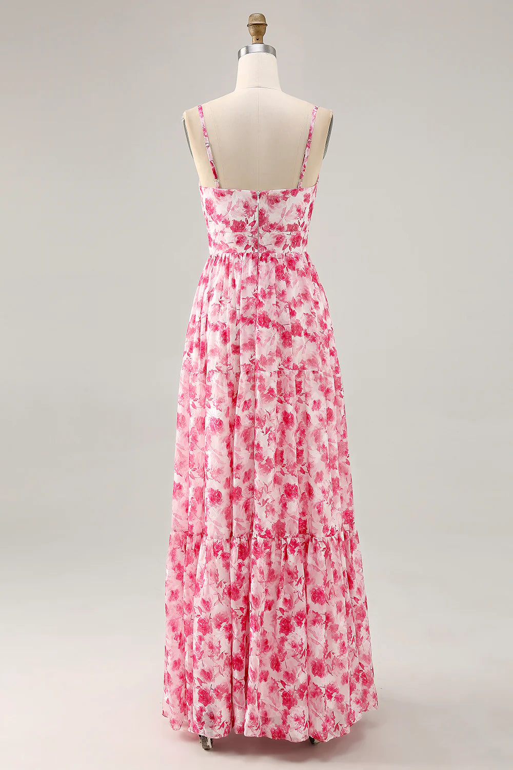 A-line spaghetti strap hollow flower floor mop dress