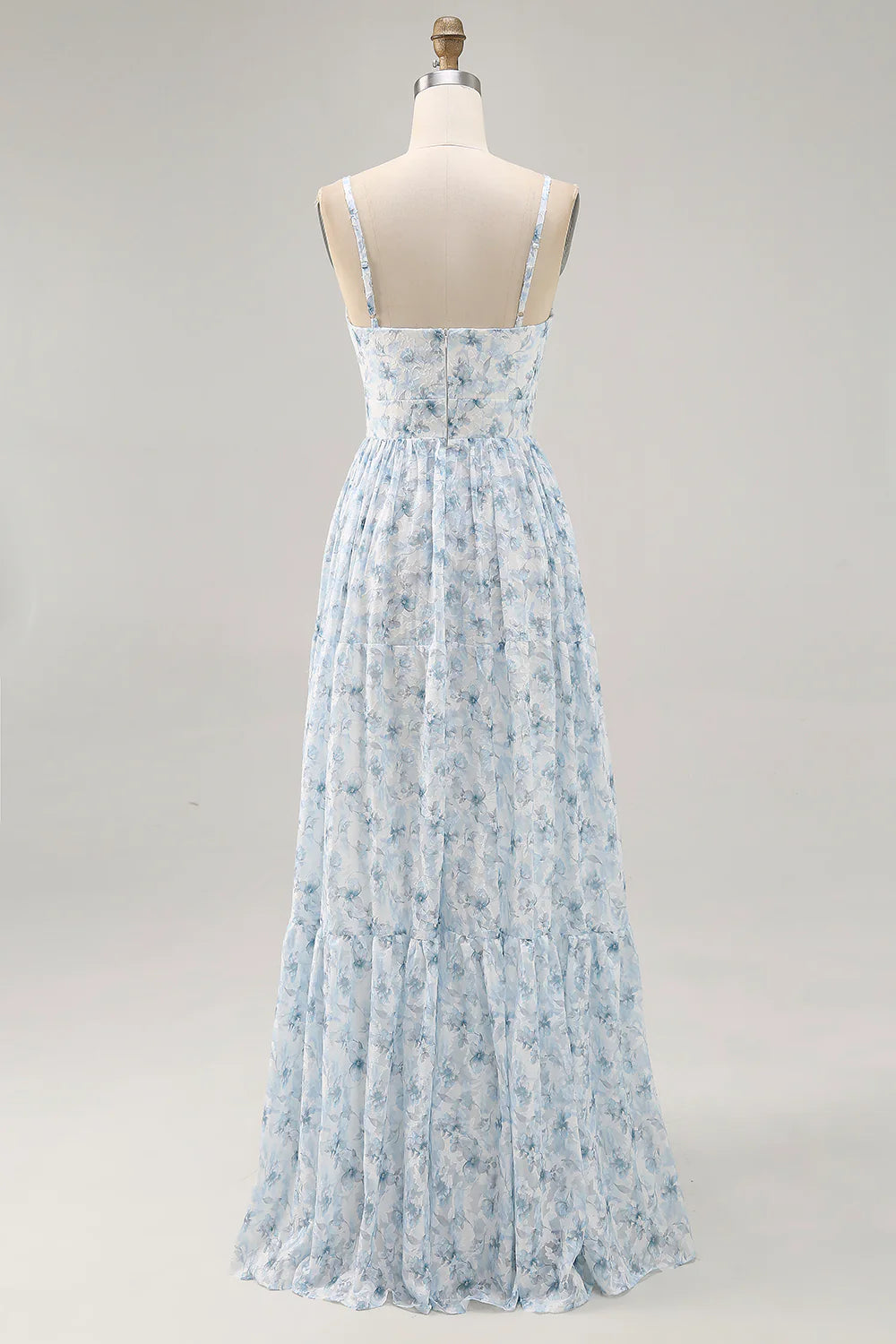 A-line spaghetti strap hollow flower floor mop dress