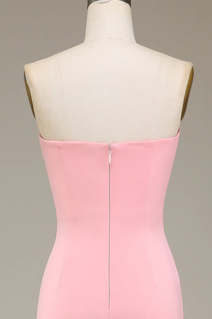 Blush Pink Mermaid Sweetheart Satin Long Bridesmaid Dress