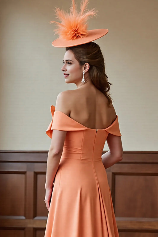 A Line Off Shoulder Bridal Mother Dress with Bow