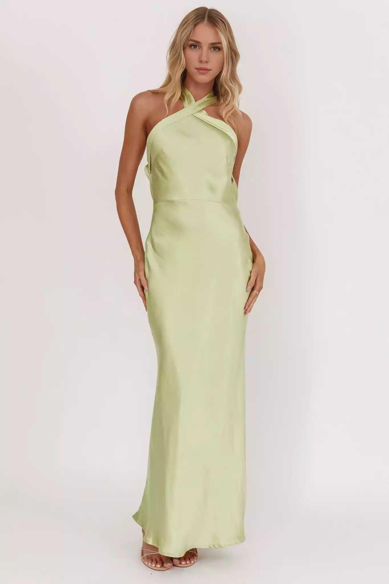 Absolutely stunning cross neck top with adjustable backless shoulder straps and side zippers Bridesmaid Dresses