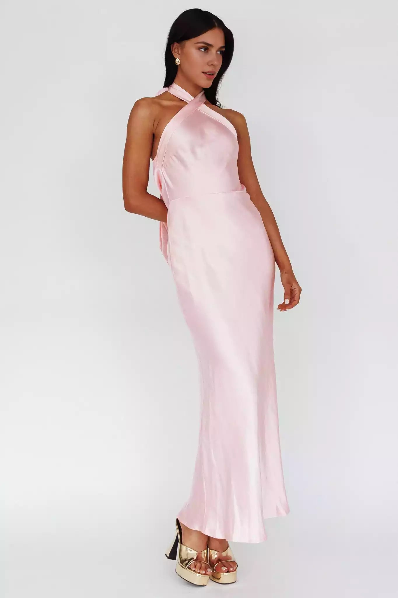 Absolutely stunning ultra long cross hanging neck with adjustable shoulder straps and side zippers Bridesmaid Dresses
