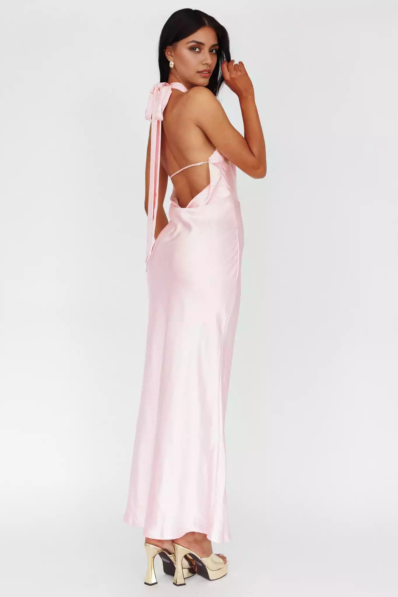 Absolutely stunning ultra long cross neck hanging, backless, adjustable shoulder straps with side zippers Prom Dresses