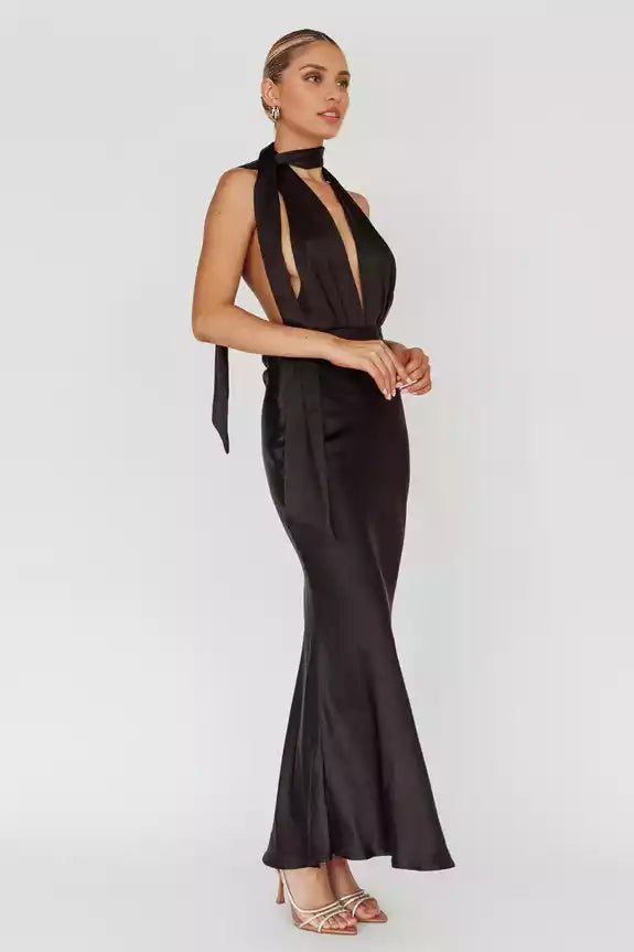 Absolutely stunning ultra long deep V-neck backless low straps with adjustable side zippers Bridesmaid Dresses