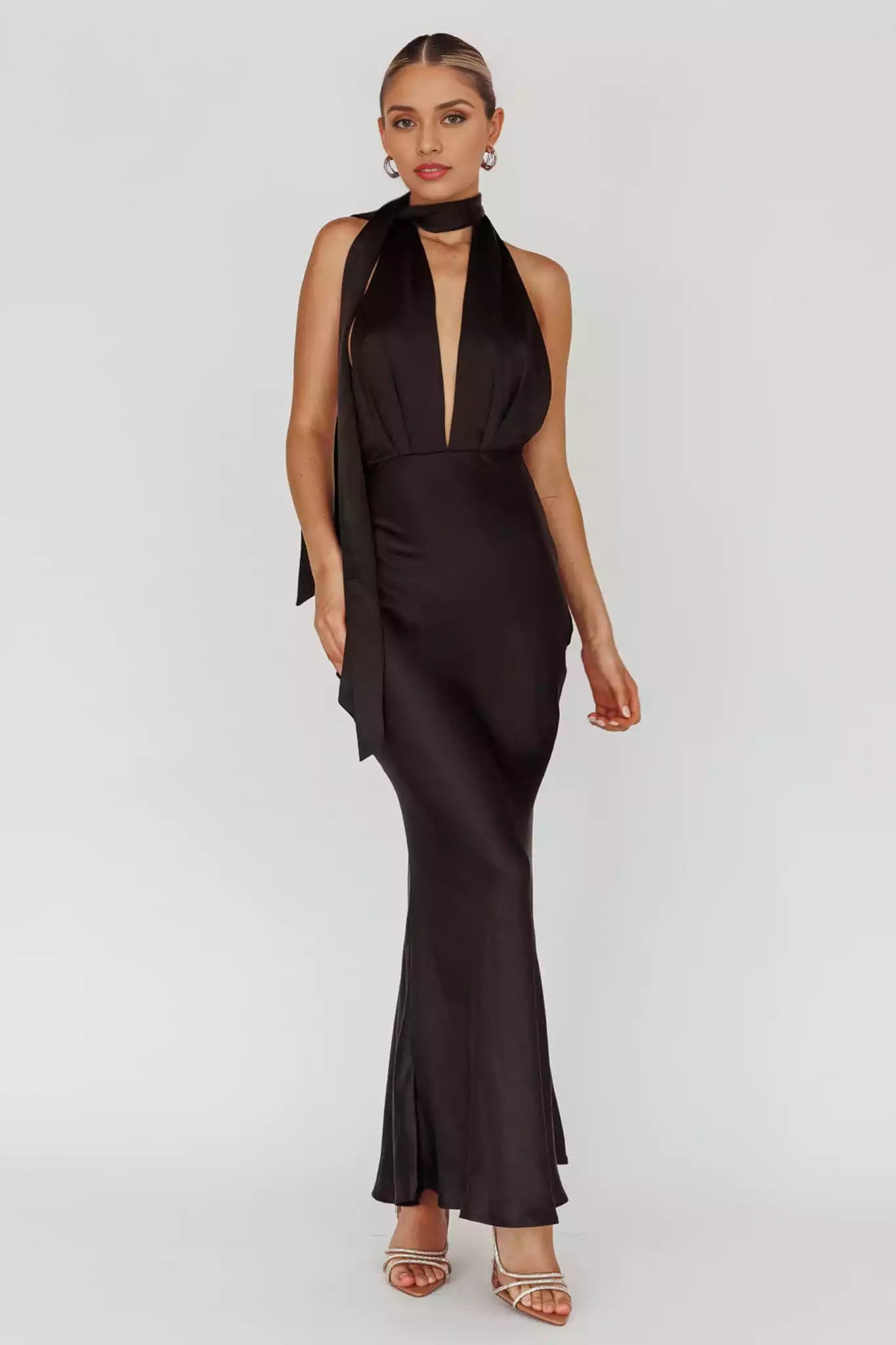 Absolutely stunning ultra long deep V-neck backless low straps with adjustable side zippers Bridesmaid Dresses