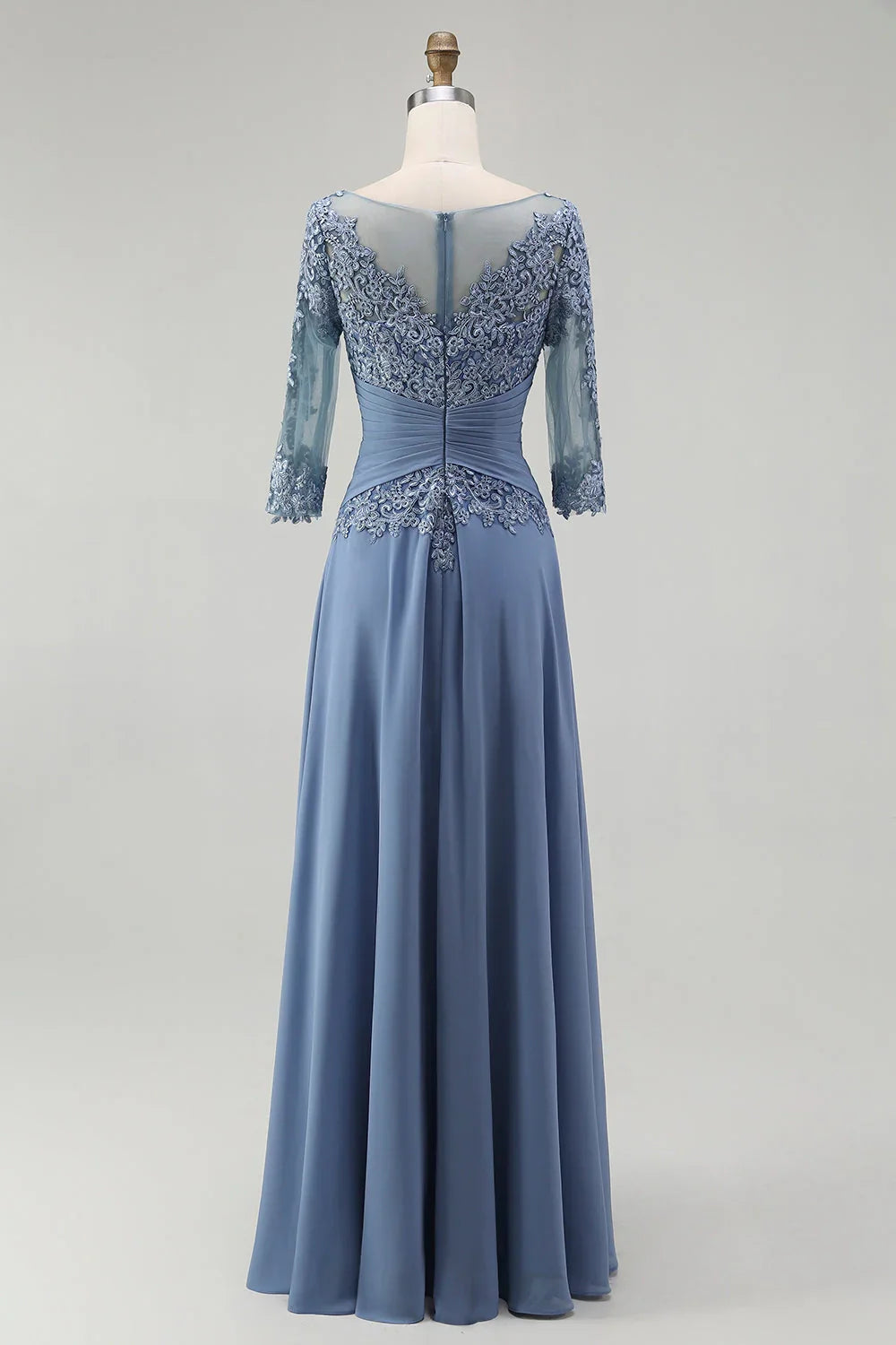 A chic and elegant A-line chiffon half sleeved slim fit applique bridal mother dress