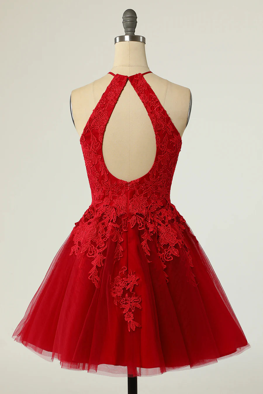 Appliques Halter Backless A-Line Short Homecoming Dress