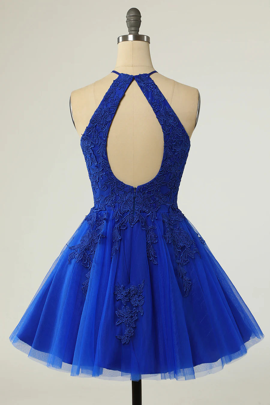 Appliques Halter Backless A-Line Short Homecoming Dress