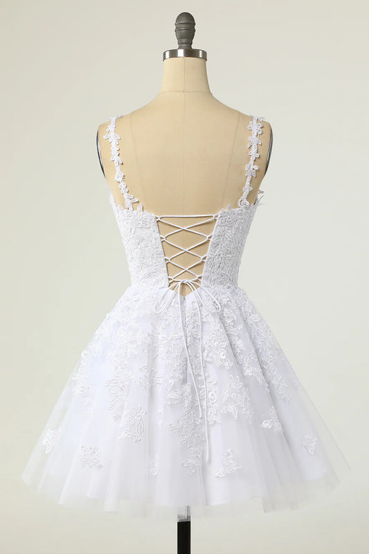 Appliques V-Neck A-Line Short Cocktail Dress
