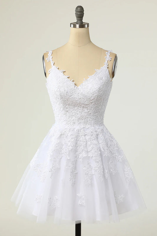 Appliques V-Neck A-Line Short Cocktail Dress