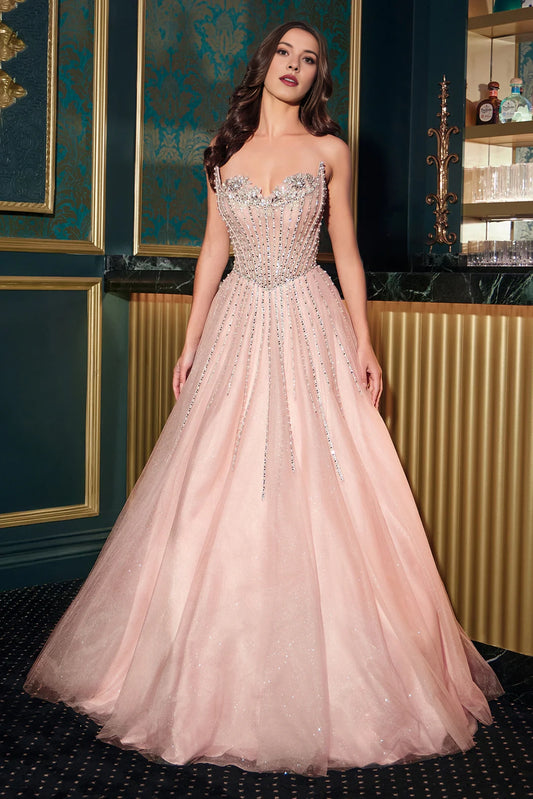 Mermaid beaded sleeveless strapless A-line dress