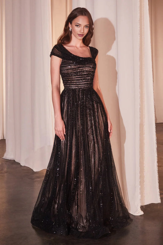 Beautiful bead off shoulder A-line skirt