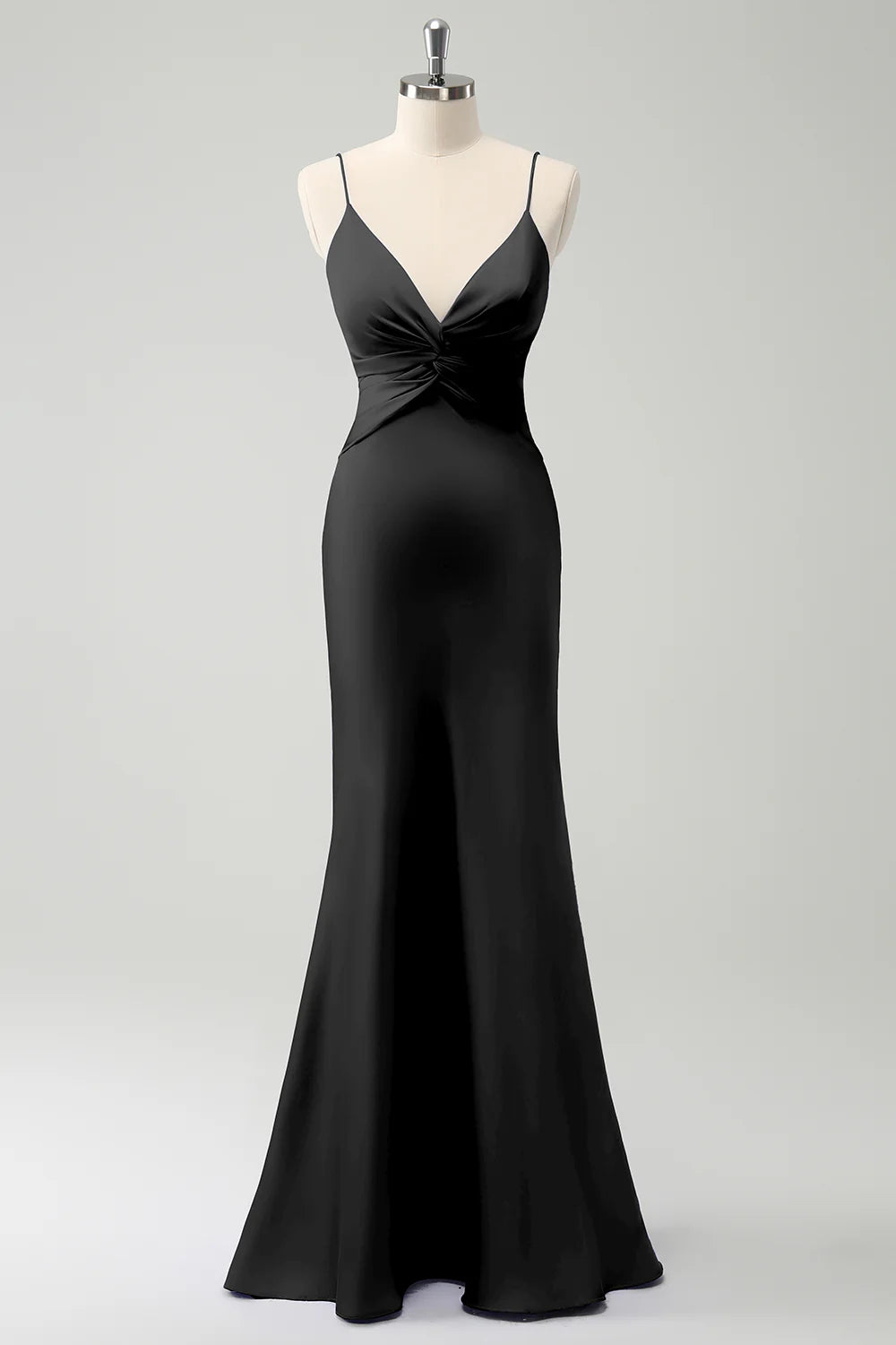 Mermaid front cross pleated long bridesmaid dress