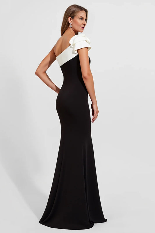 Black One Shoulder Mermaid Long Formal Dress