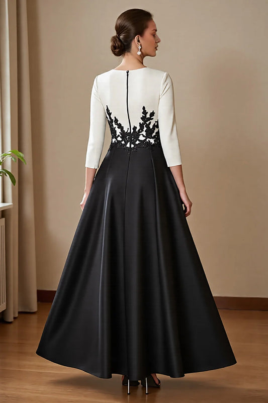 Black Satin A Line High Low Mother Of The Bride Dress Wth Appliques