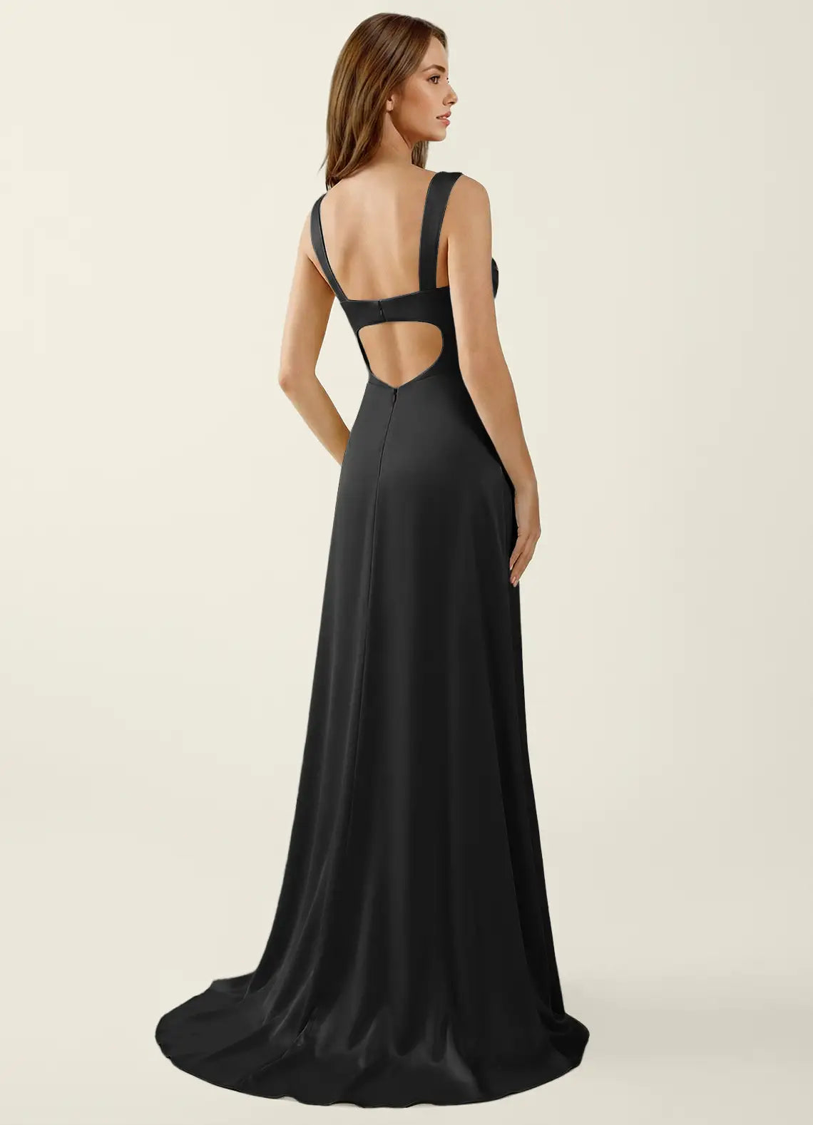 Black Satin Sweetheart Corset A-Line Evening Dress