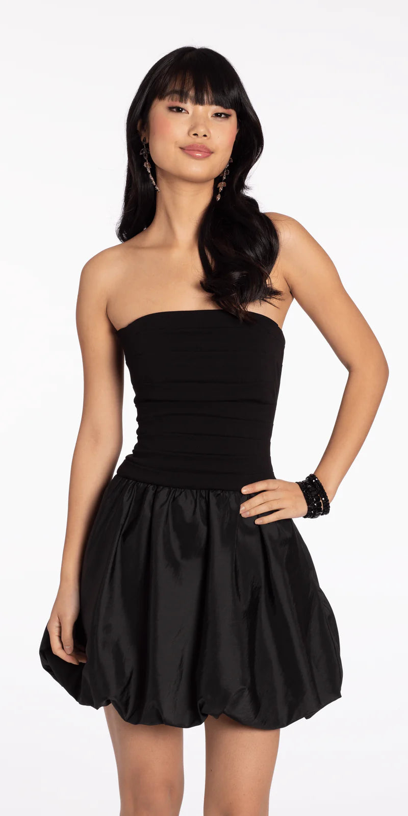 Black Strapless Bubble Skirt Homecoming Dresses