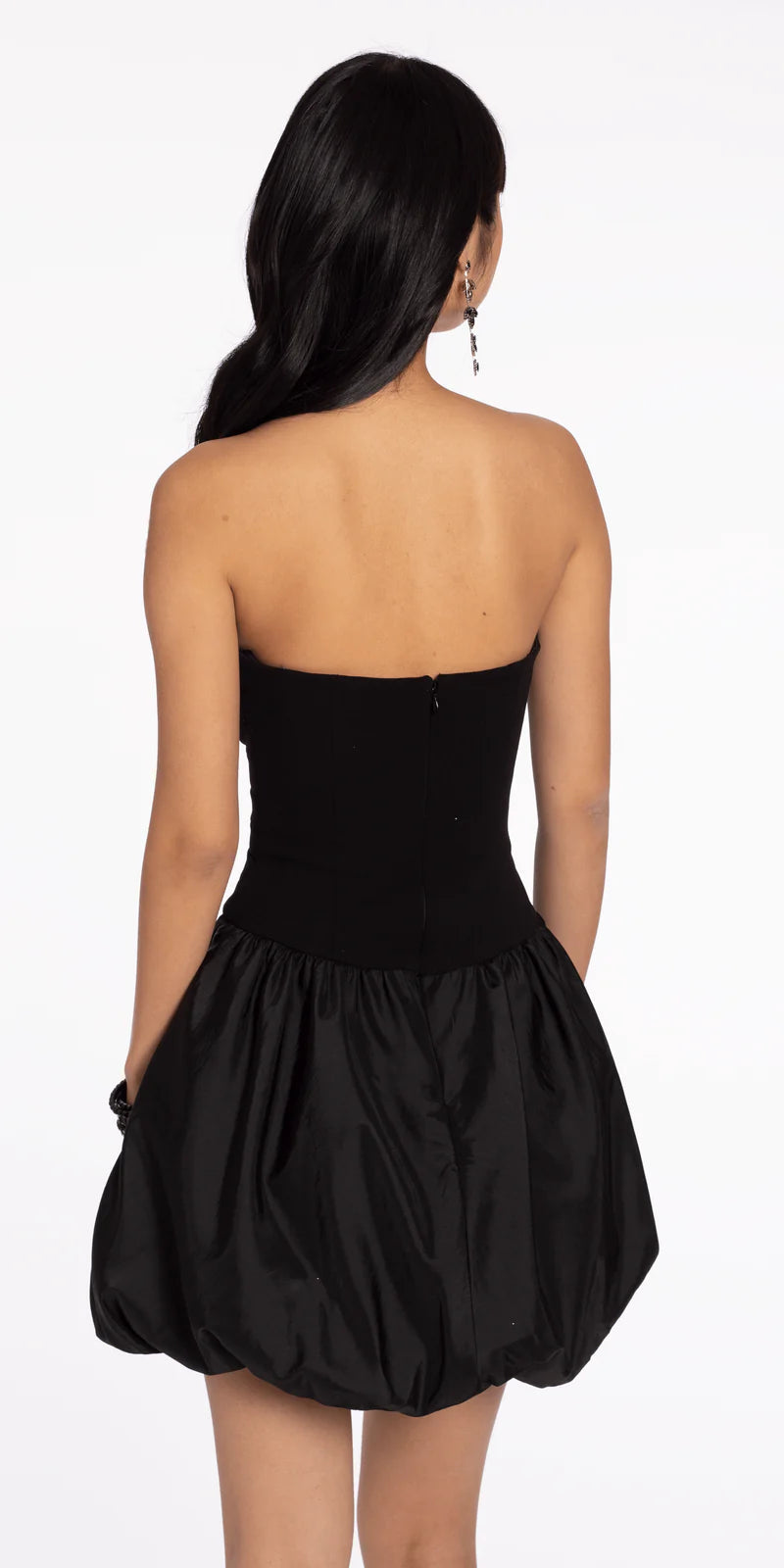 Black Strapless Bubble Skirt Homecoming Dresses