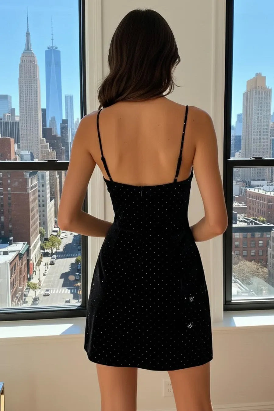 Black Velvet Rhinestone Bow Homecoming Dresses