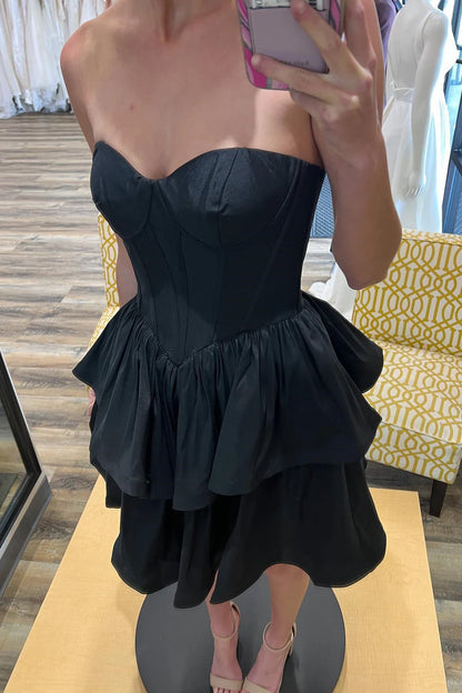 Black Sweetheart Multi-Layer A-Line Short Party Dress
