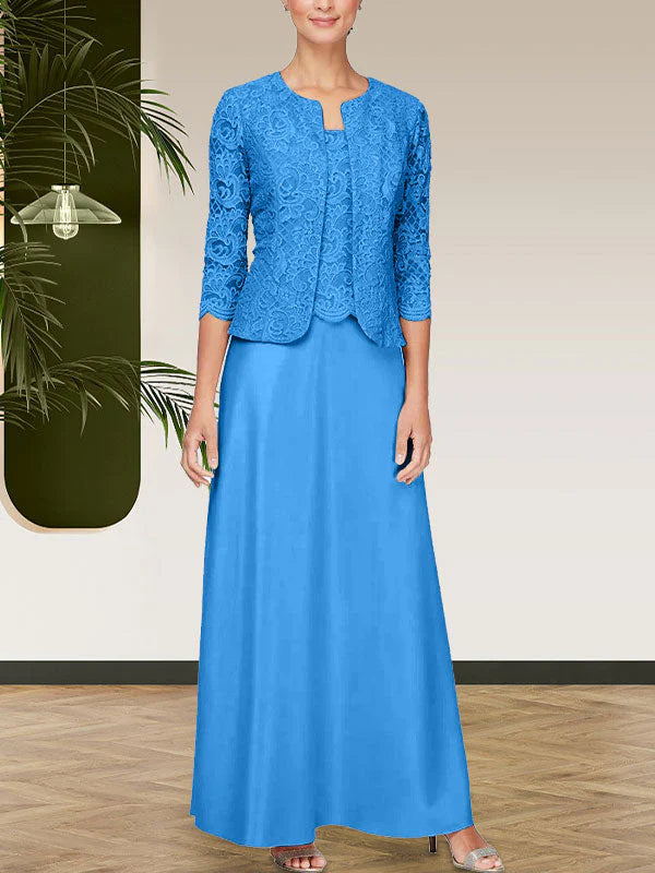 Sparkling lace satin skirt jacket dress with open top jacket