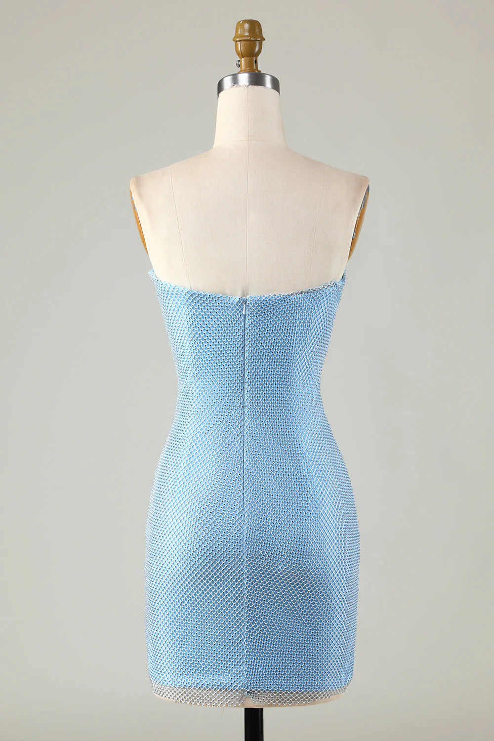 Blue sleeveless strapless short back to school dress