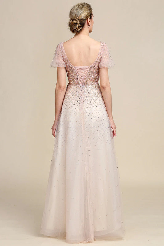 Blush A Line Beading Sparkly Mother Of Bride Dress