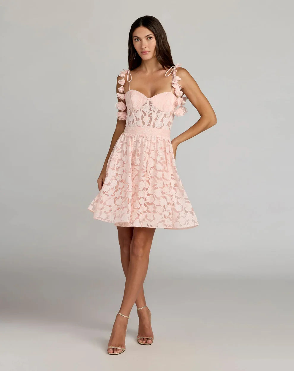 Blush Pink 3D Floral Lace Sweetheart A-Line Homecoming Dresses