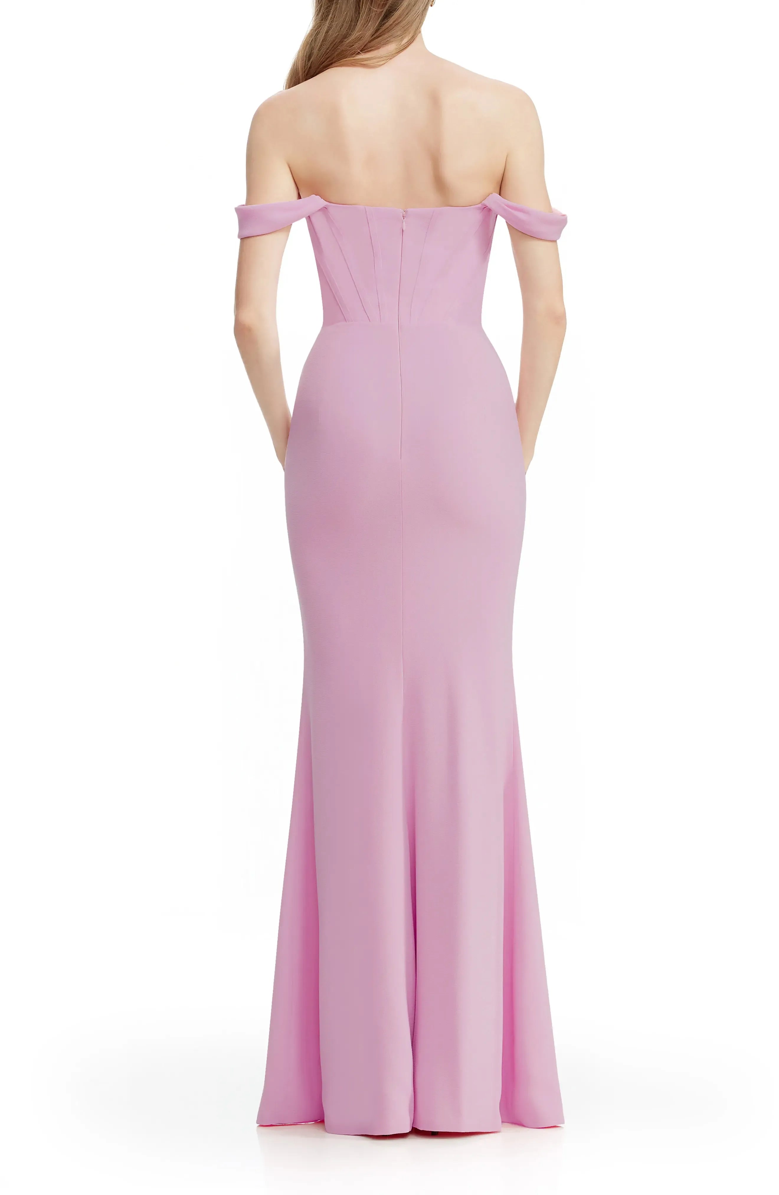 Blush Pink Off-the-Shoulder Corset Mermaid Evening Dresses with Slit