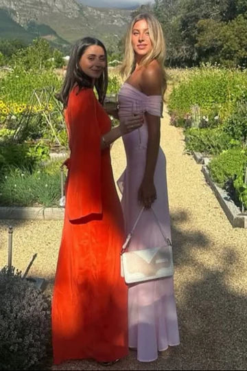 Blush Pink Off Shoulder Ruffle High Slit Backless Maxi Prom Dress