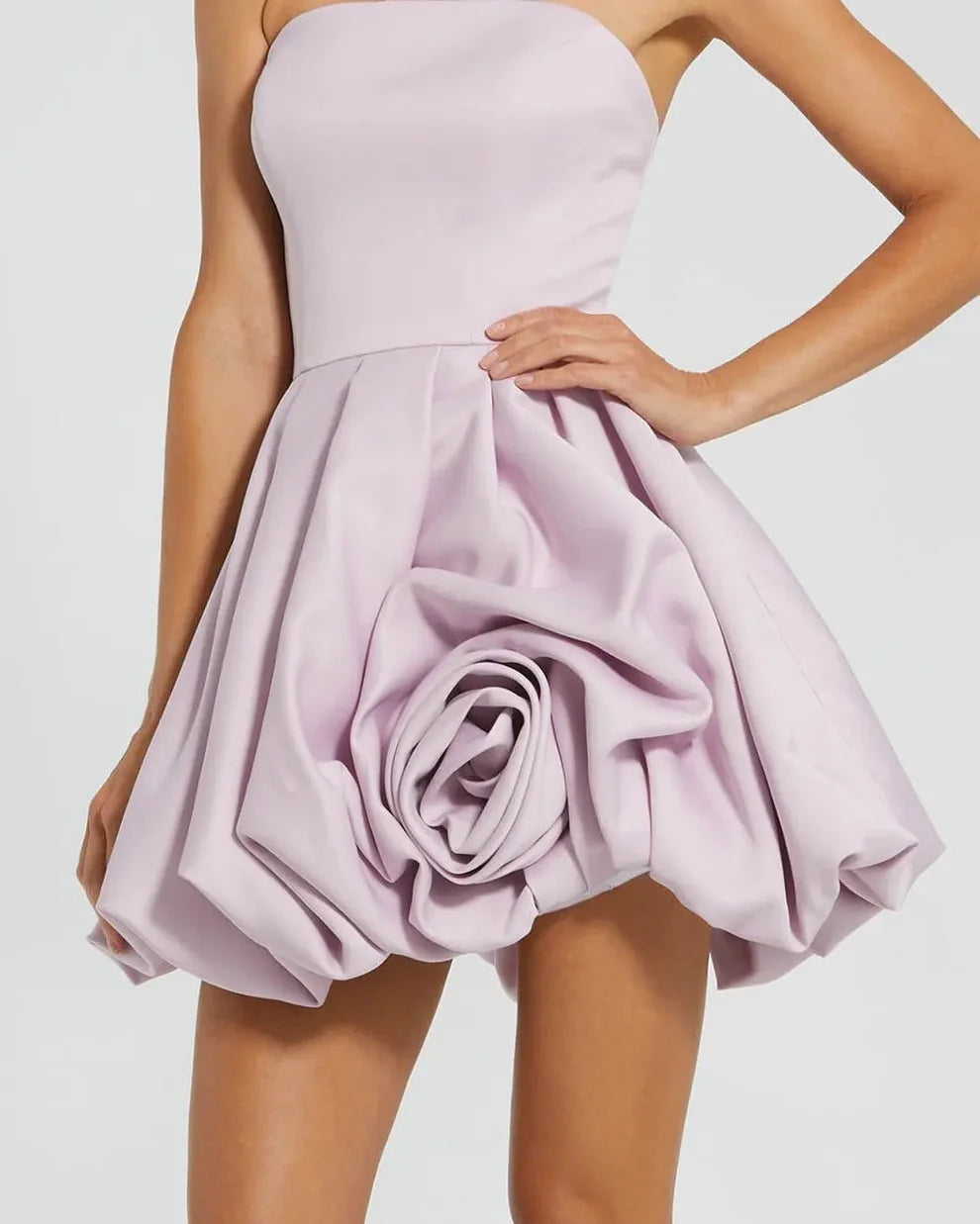Blush Pink Strapless 3D Rose Bubble Skirt Homecoming Dresses