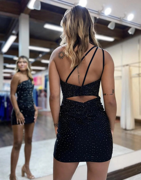 Asymmetric One Shoulder Flash Back to School Party Dress