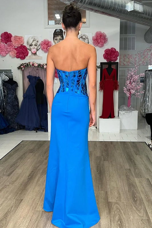 Broken Mirrors Sweetheart Long Prom Dress with Slit