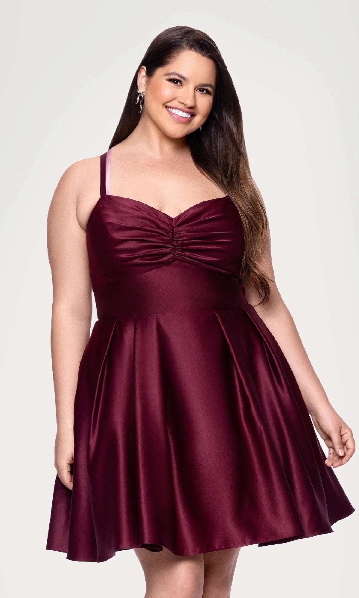 Burgundy Satin Sweetheart Lace-Up Back Homecoming Dresses