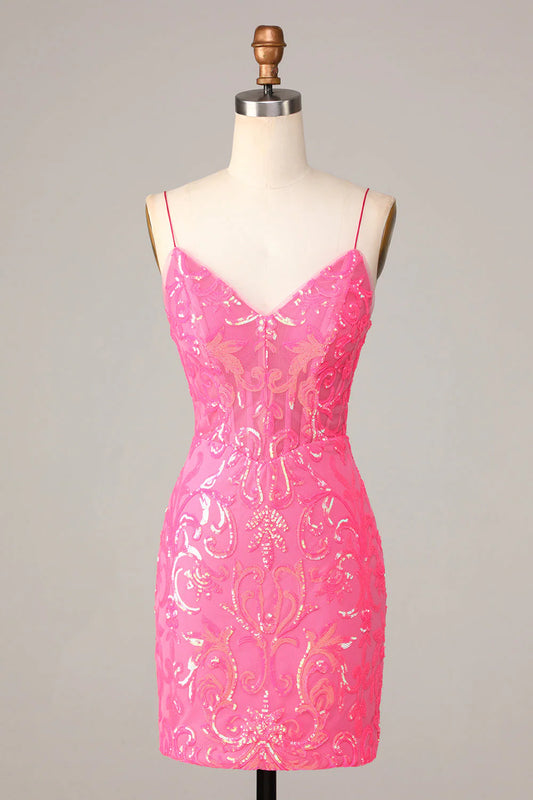 Thin strap strap sequin back to school dress
