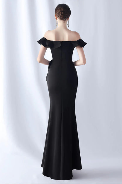 Mermaid off shoulder long formal dress with ruffles